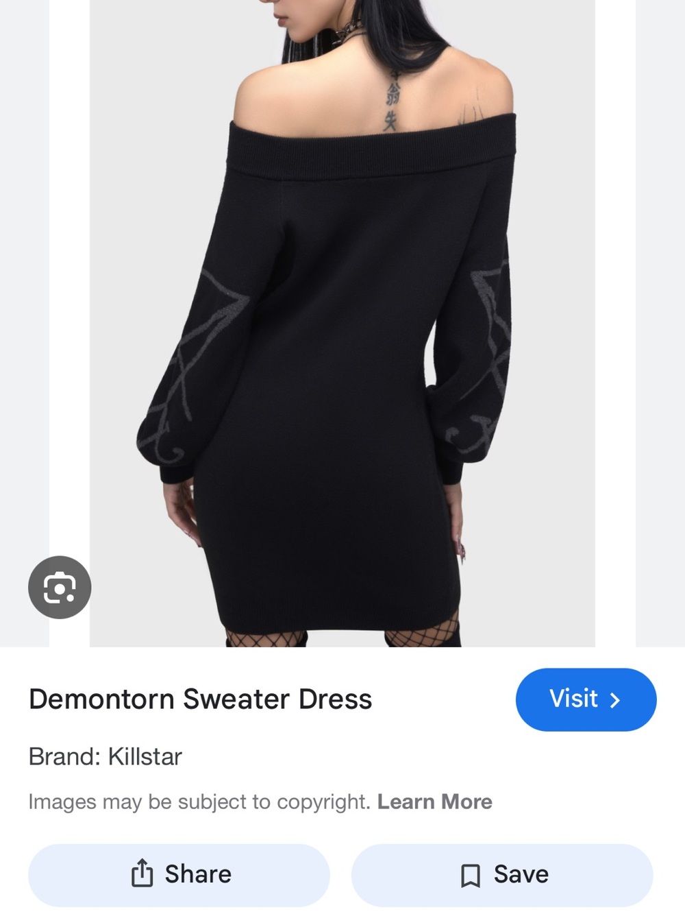 Killstar Black Off-Shoulder Asymmetrical Sweater Dress